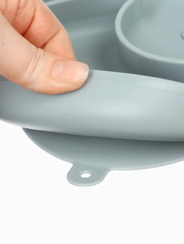 Силиконовая тарелка секционная детская, серая