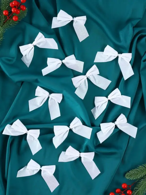 Украшение ёлочное «Бантик» (набор 12 шт) 9 см, белый Украшение ёлочное «Бантик» (набор 12 шт) 9 см, белый