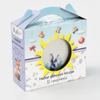 Набор детской посуды Дулевский фарфор &laquo;Зайка&raquo;, 3 предмета: тарелка 175 мл, миска 360 мл, кружка 210 мл, белый