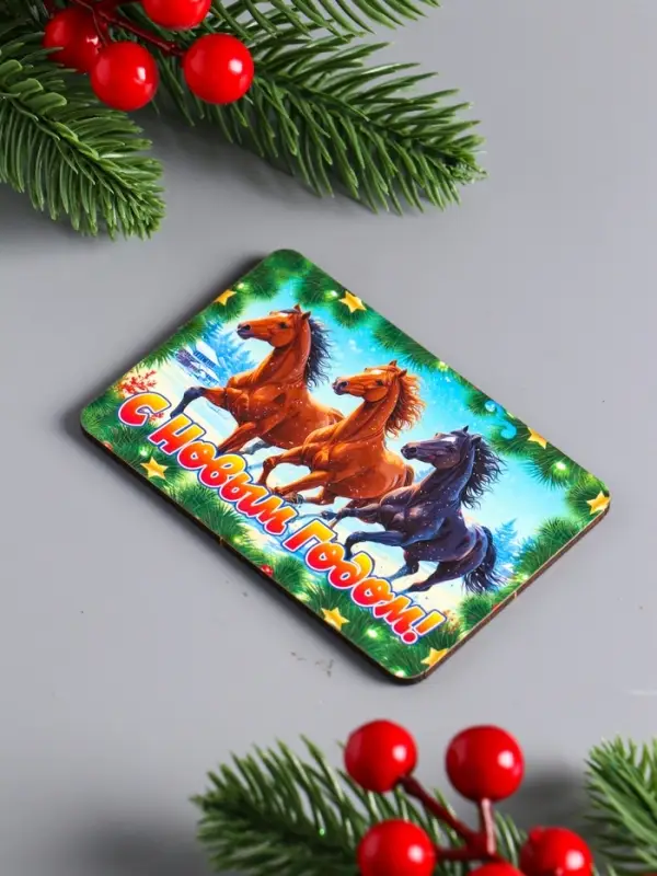 Магнит новогодний "С Новым Годом 2026" 9,5х6,5 см