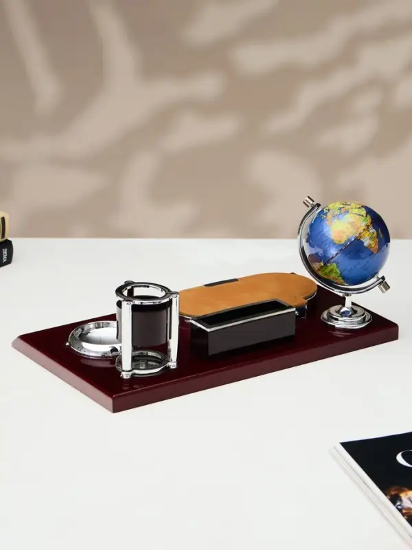 Набор настольный 5 в 1 с визитницей, красное дерево