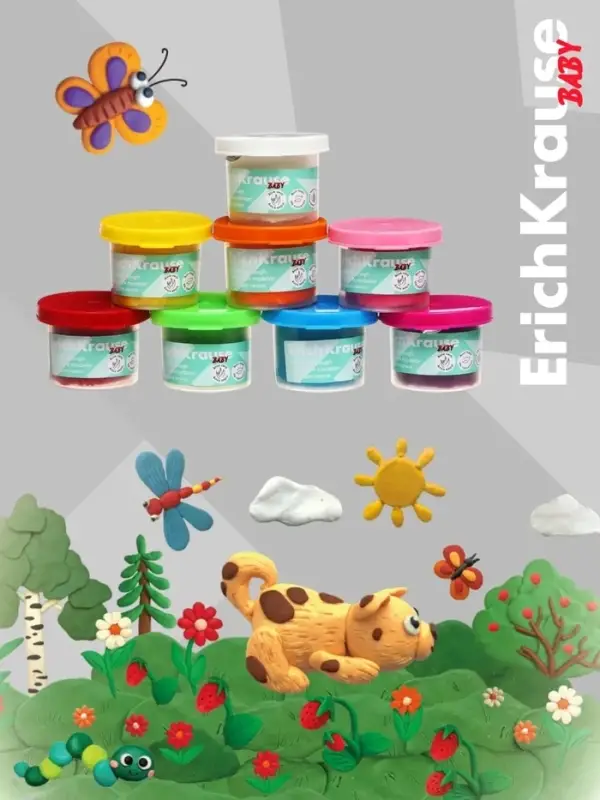 Тесто для лепки ErichKrause Baby, 8 цветов по 35 г, с алоэ вера