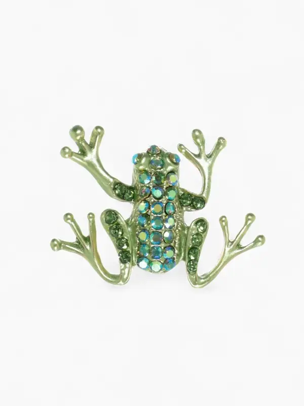 Брошь &laquo;Лягушка&raquo;, волшебная, зелёная в золоте