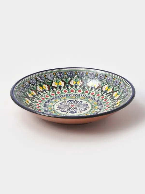 Ляган Риштанская Керамика &laquo;Цветы&raquo;, 33 см, синий