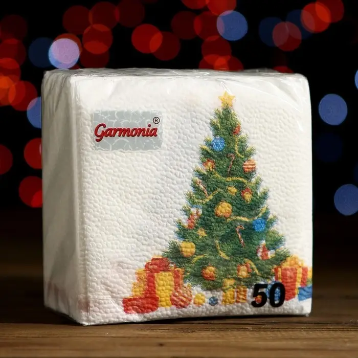 Салфетки новогодние бумажные Гармония цвета «Ёлка», 24х24 см, 50 шт