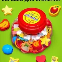 Шнуровка в банке 40 деталей &laquo;Цветы, фигуры, сердца&raquo;, 2 иглы дерев, 2 шнурка, шнурок 90 см, МИКС