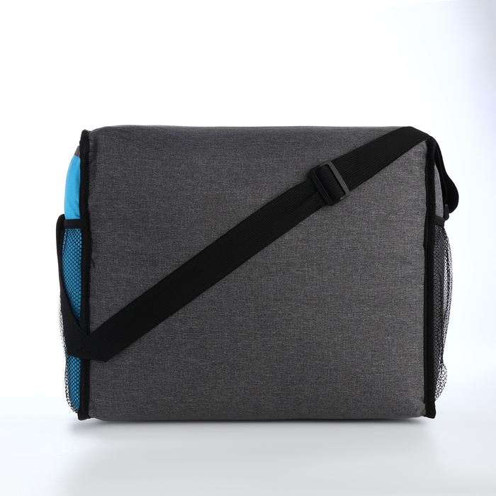 Термосумка на молнии, наружный карман, 32 л, цвет серый/голубой Термосумка на молнии, наружный карман, 32 л, цвет серый/голубой