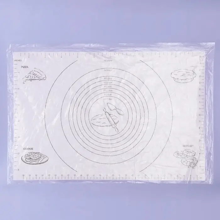 Коврик для выпечки и раскатки теста с разметкой, армированный &laquo;Эрме&raquo;, силикон, 59.5&times;40 см, белый