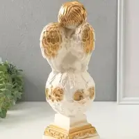 Фигура гипс &laquo;Ангел на шаре&raquo;, белый, 37&times;12&times;12 см