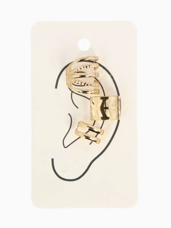 Серьги каффы &laquo;Узор&raquo;, набор 3 шт. цвет золото