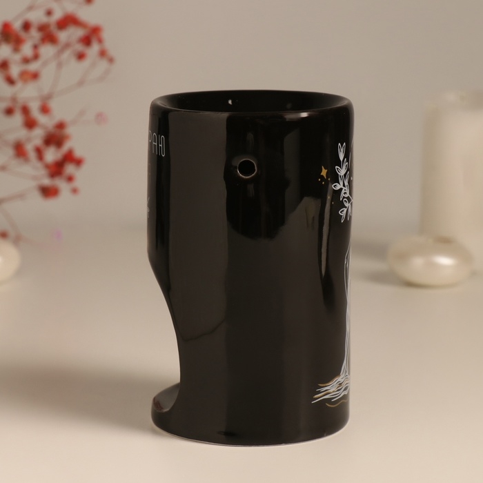 Аромалампа керамика Аромалампа керамика "Я выбираю себя" чёрная с золотом 7,2х7,2х11,6 см