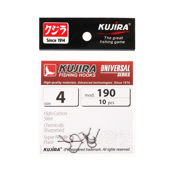 Крючки Kujira Universal 190, цвет BN, № 4, 10 шт. Крючки Kujira Universal 190, цвет BN, № 4, 10 шт.