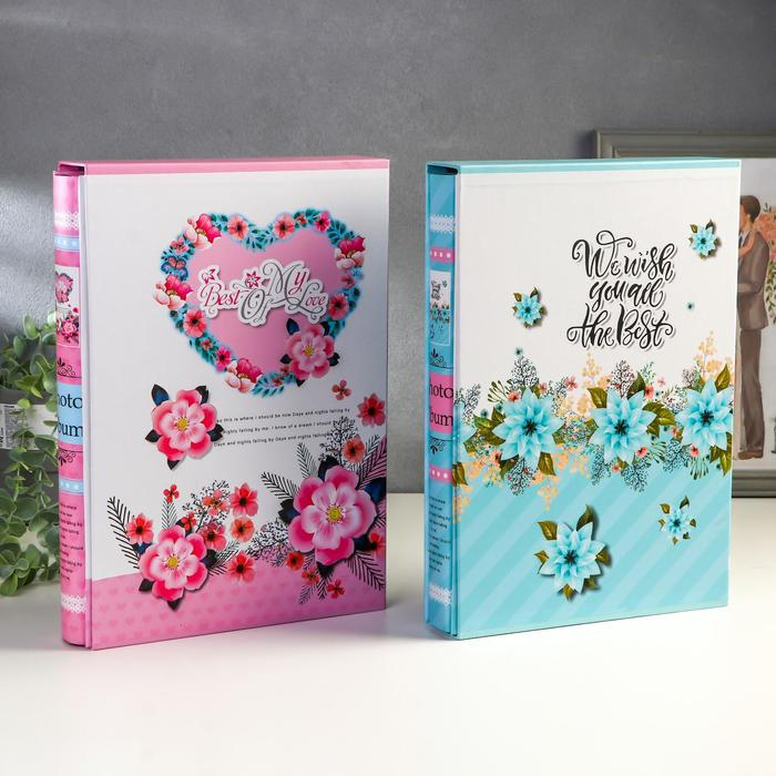 Фотоальбом на 300 фото 10х15 см Фотоальбом на 300 фото 10х15 см "Цветочный" в коробке МИКС 33,8х23,5х5,3 см