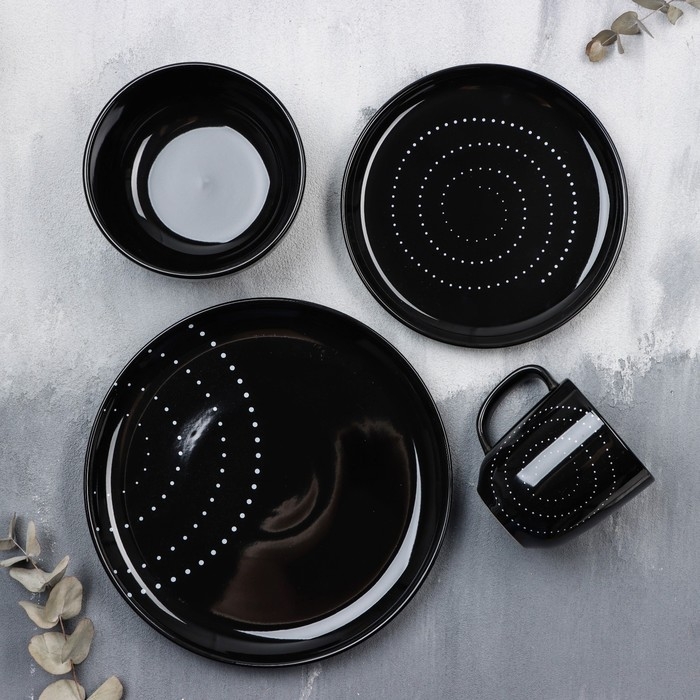 Кружка керамическая «Орнамент», 450 мл, цвет чёрный