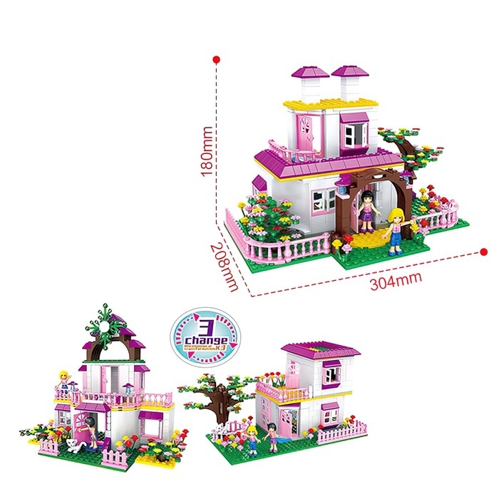 Конструктор Девочки &laquo;Дома у подружки&raquo;, 3 в 1, 496 деталей