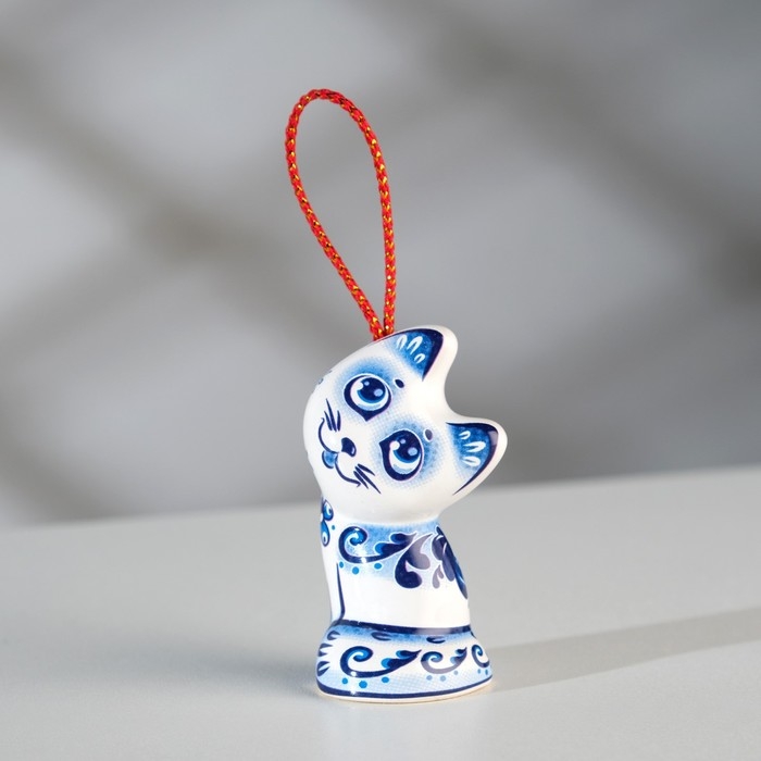 Сувенирный колокольчик  Сувенирный колокольчик "Котёнок"  № 2, гжель , 6 см