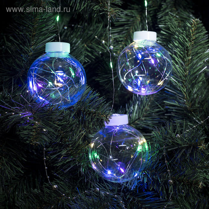 Гирлянда &laquo;Бахрома&raquo; 2.5 &times; 0.7 м роса с насадками &laquo;Шарики&raquo;, IP20, серебристая нить, 150 LED, свечение мульти, 12 В