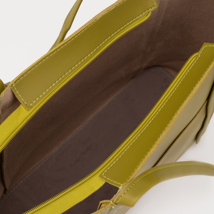 Сумка-шопер женская на молнии, цвет оливковый