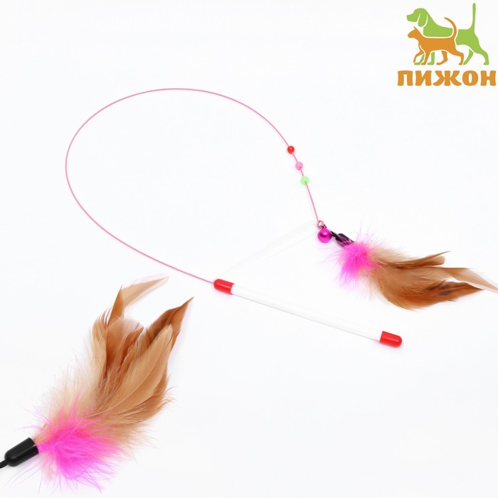 Дразнилка-удочка с перьями и стальной проволокой, 110 см Дразнилка-удочка с перьями и стальной проволокой, 110 см