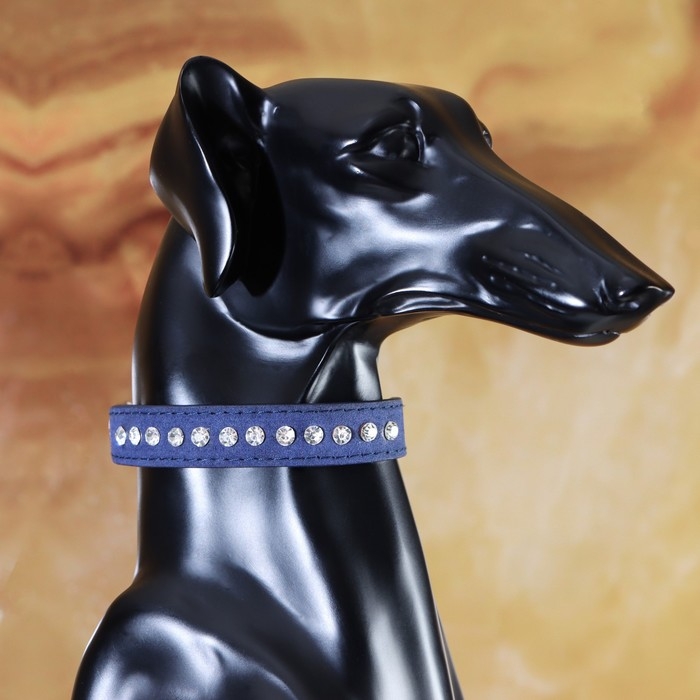 Ошейник Ошейник "Бархат и стразы", 31 х 1,3/2 см, ОШ 22-28 см, синий