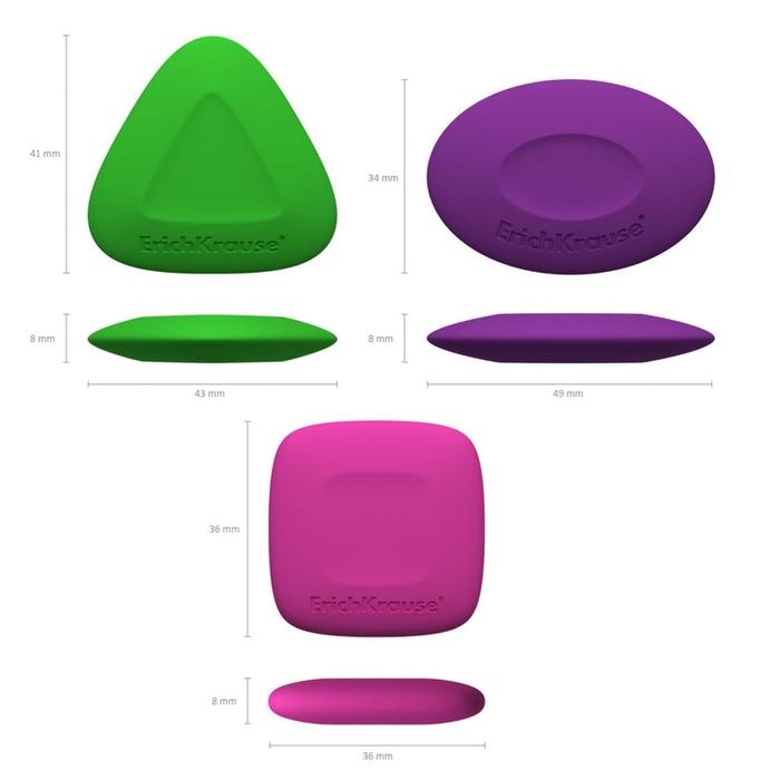 Набор ластиков 2 штуки Erich Krause, ABC, средней жесткости, гипоаллергенные, в блистере Набор ластиков 2 штуки Erich Krause, ABC, средней жесткости, гипоаллергенные, в блистере