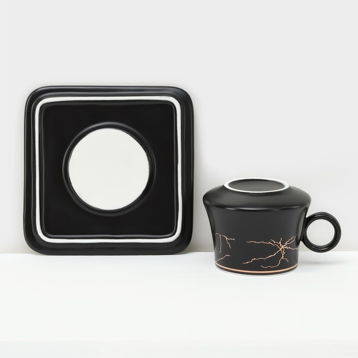 Набор керамический кофейный «Мейси», 12 предметов: 6 чашек 100 мл, 6 блюдец d=11 см, цвет чёрный Набор керамический кофейный «Мейси», 12 предметов: 6 чашек 100 мл, 6 блюдец d=11 см, цвет чёрный