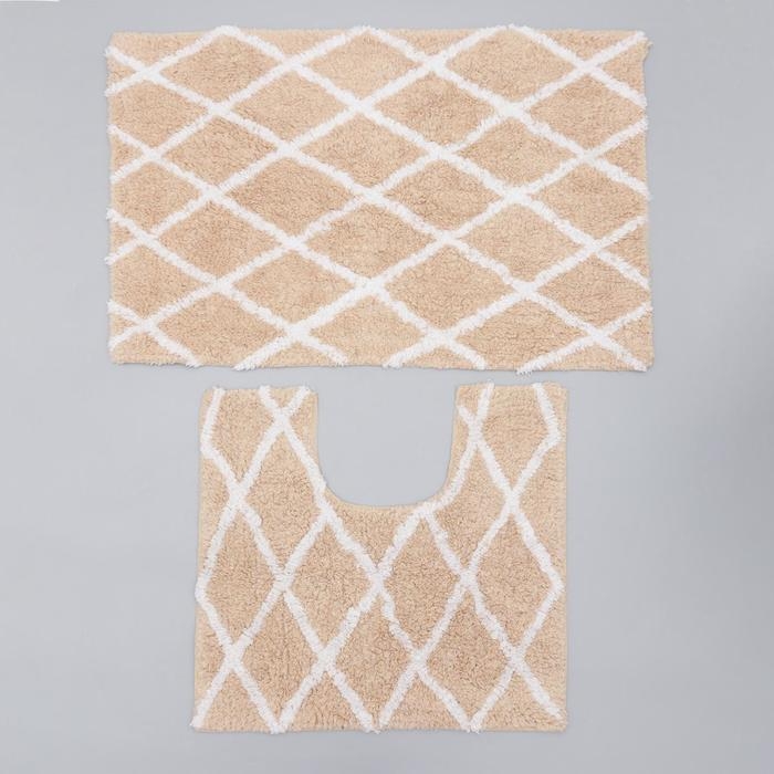 Набор ковриков для ванной и туалета Доляна «AntiSlip», 2 шт, 50×80 см, 50×50 см Набор ковриков для ванной и туалета Доляна «AntiSlip», 2 шт, 50×80 см, 50×50 см