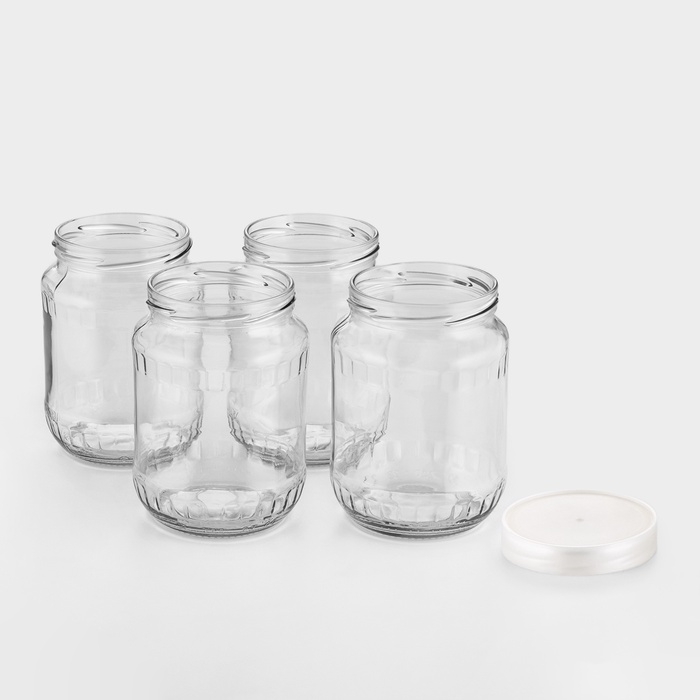 Набор стеклянных банок с серебристой полимерной крышкой, ТО-82 мм, 720 мл, 4 шт. Набор стеклянных банок с серебристой полимерной крышкой, ТО-82 мм, 720 мл, 4 шт.