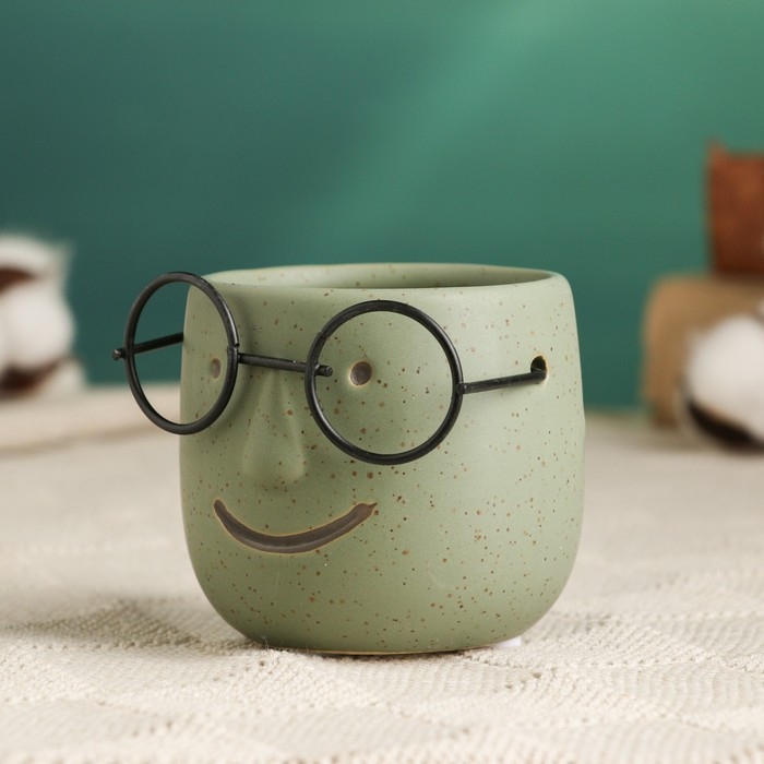 Горшок Горшок "Горшок который выжил" 7х7х7см, темно-зелёный