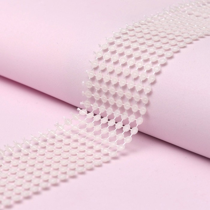 Лента с имитацией жемчуга, 4 см, 9 ± 1 м, цвет белый Лента с имитацией жемчуга, 4 см, 9 ± 1 м, цвет белый