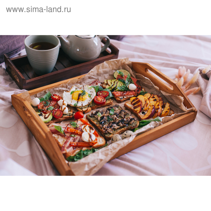 Поднос деревянный с декором, 40×30×7,5 см, сосна Поднос деревянный с декором, 40×30×7,5 см, сосна