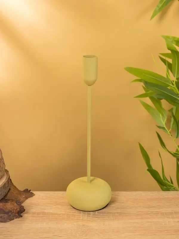 Подсвечник на 1 свечу текстурный  Подсвечник на 1 свечу текстурный "Оливковый" 8х8х25,5 см