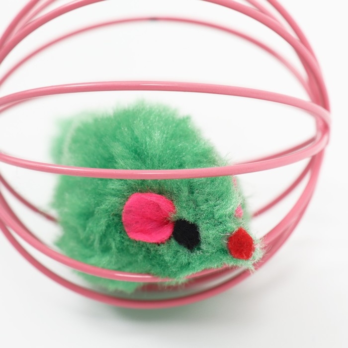 Игрушка  Игрушка "Мышь в шаре", 6 см, розовая/зелёная