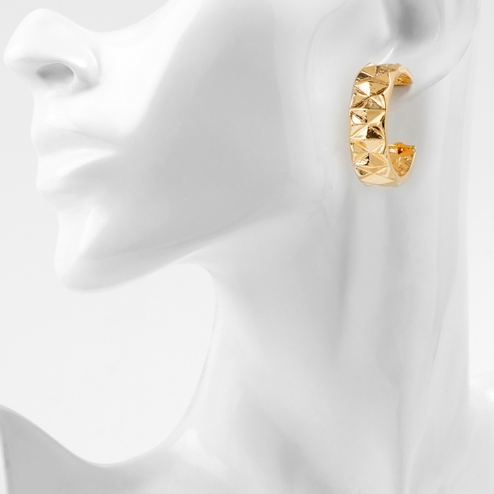 Серьги-кольца «Геометрия» орнамент, цвет золото, d=2,8 см Серьги-кольца «Геометрия» орнамент, цвет золото, d=2,8 см