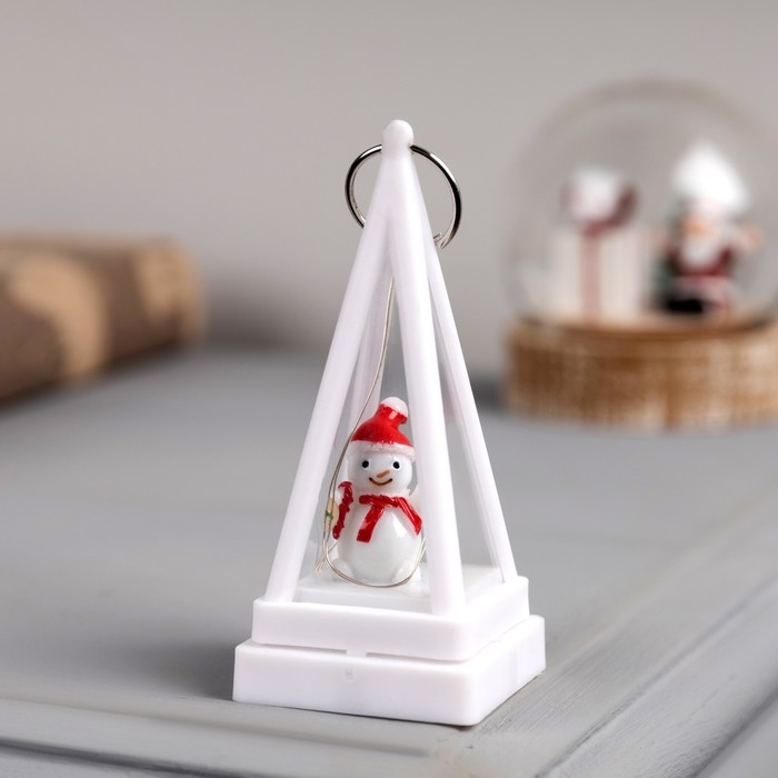 Светодиодная фигура-брелок Светодиодная фигура-брелок "Снеговик", 4x4x9.5 см, LR1130x3 (в комплекте), свечение тёплое белое