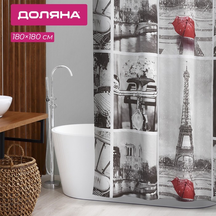Штора для ванны Доляна «Париж ретро», 180×180 см, EVA Штора для ванны Доляна «Париж ретро», 180×180 см, EVA
