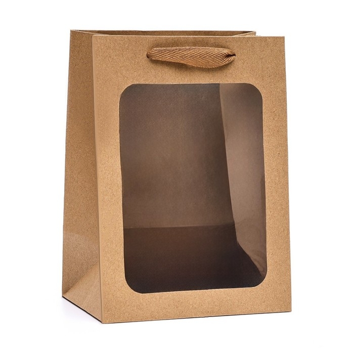 Пакет подарочный, с окном, 25 х 18 х 13 см, крафт, 1шт. Пакет подарочный, с окном, 25 х 18 х 13 см, крафт, 1шт.