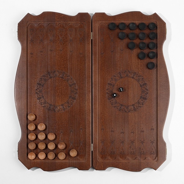 Нарды деревянные большие, резные, настольная игра  Нарды деревянные большие, резные, настольная игра "Герб", бук, патина, 60 х 60 см