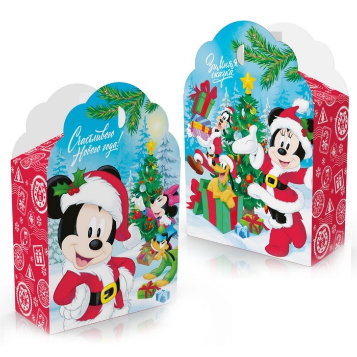 Коробка подарочная складная Коробка подарочная складная "Счастливого Нового года", 17х25х8 см, Микки Маус