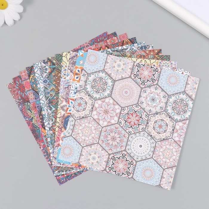 Набор бумаги для скрапбукинга 12 лист. 12 дизайнов Набор бумаги для скрапбукинга 12 лист. 12 дизайнов "Марокканские узоры" 160 гр 15,2х15,2 см