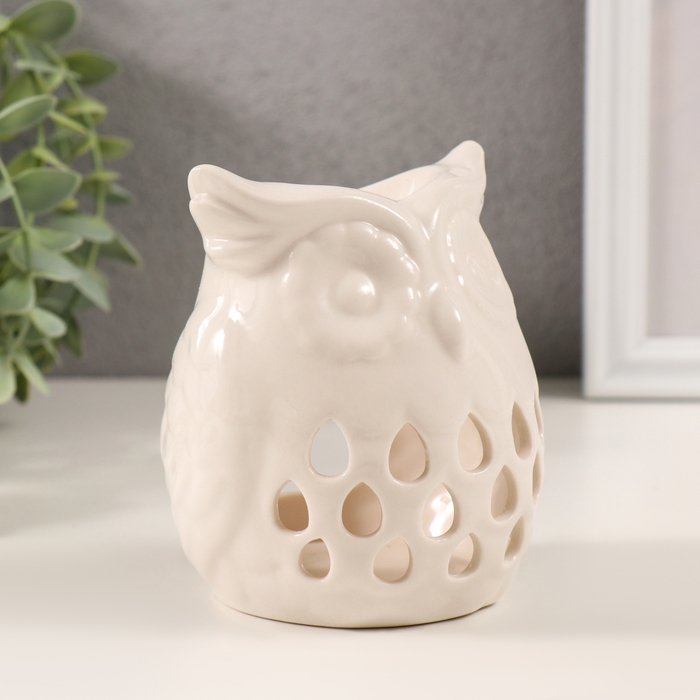 Аромалампа керамика Аромалампа керамика "Белый филин. Капельки" 7,5х8х10 см