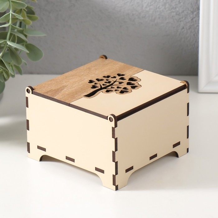 Шкатулка комбинированная  Шкатулка комбинированная "Дерево с сердечками" 10,5х10х7 см