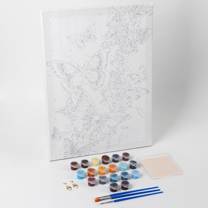 Картина по номерам с подрамником и поталью «Магические бабочки», 30 х 40 см Картина по номерам с подрамником и поталью «Магические бабочки», 30 х 40 см