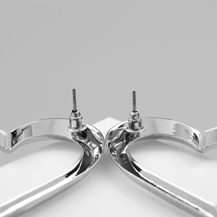 Серьги металл «Сердца» трафарет, контур, цвет серебро Серьги металл «Сердца» трафарет, контур, цвет серебро