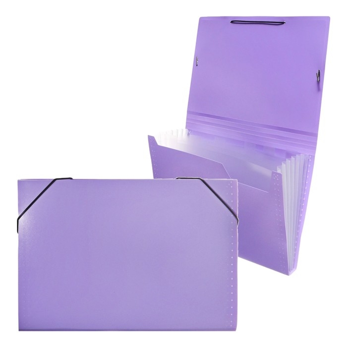 Папка картотека А4, Calligrata Папка картотека А4, Calligrata "Акварель", 6 отделений, пластиковая, 700 мкм, лавандовая, резинка чёрная