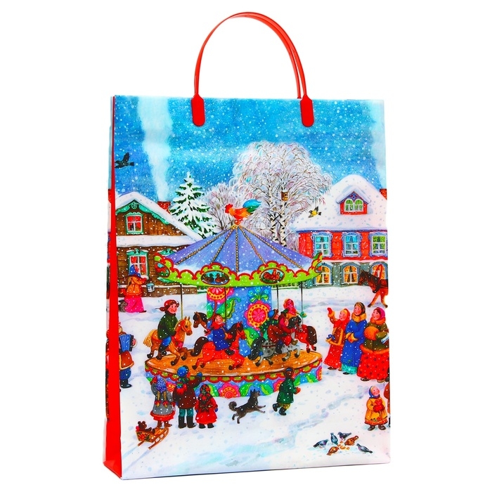 Пакет подарочный мягкий пластик Пакет подарочный мягкий пластик "Ёлка с украшениями" 140 мкм Сумка 40 х 30 х 9 см