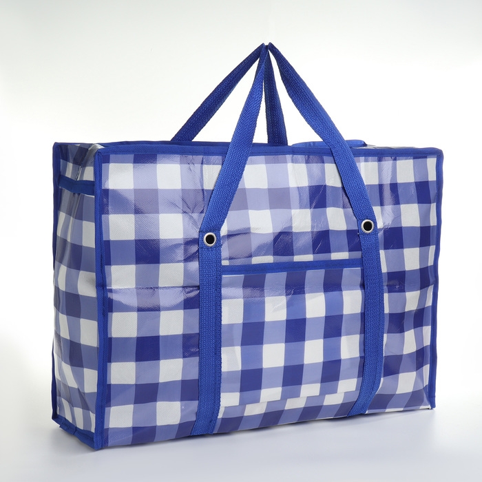 Сумка хозяйственная на молнии, цвет синий/белый Сумка хозяйственная на молнии, цвет синий/белый