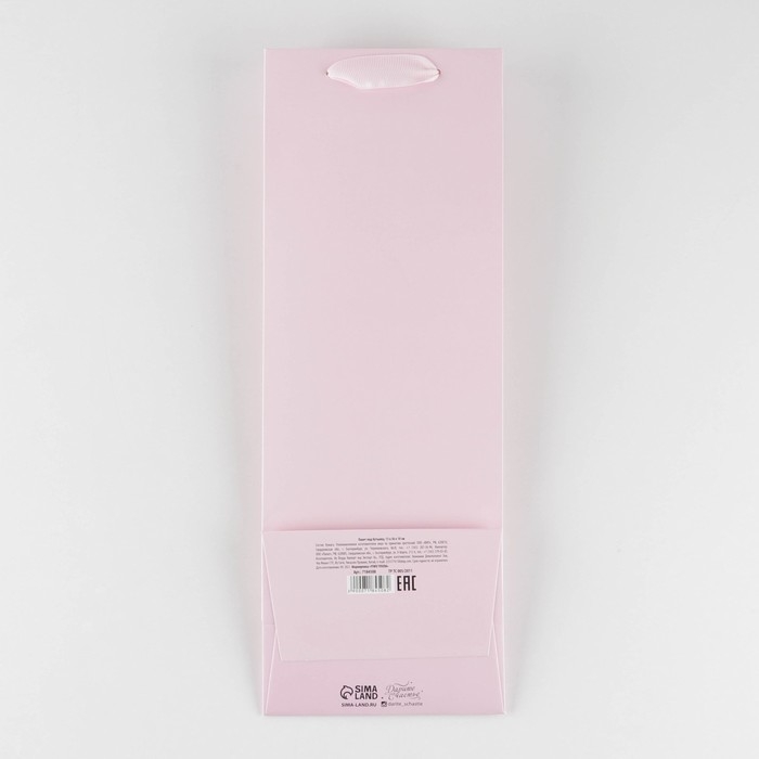Пакет подарочный под бутылку, упаковка, «Розовый», 13 x 35 x 10 см Пакет подарочный под бутылку, упаковка, «Розовый», 13 x 35 x 10 см
