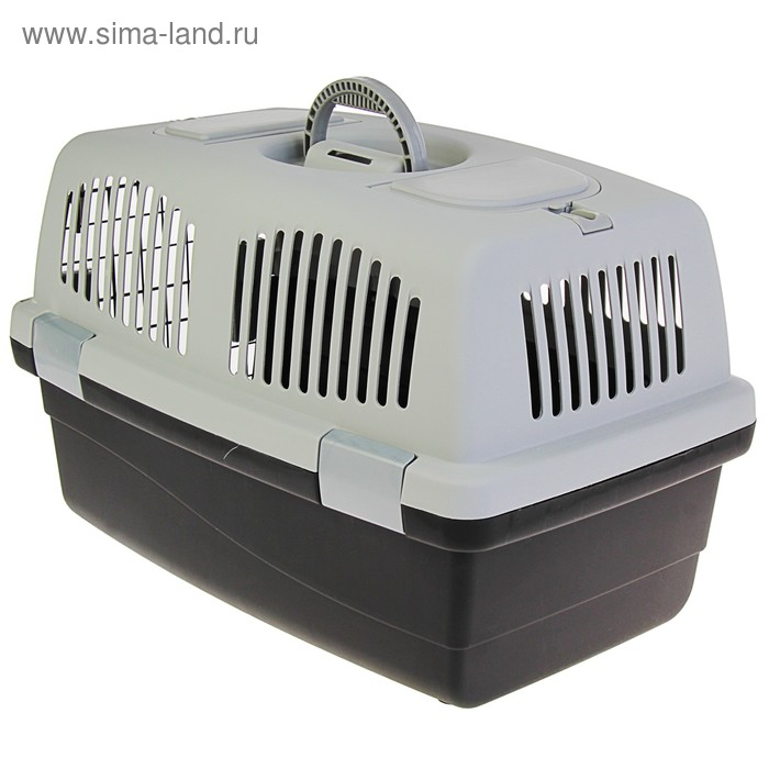 Переноска для животных с 2 люками и креплением для наплечного ремня 58х37х37, до 12 кг, серо-чёрная Переноска для животных с 2 люками и креплением для наплечного ремня 58х37х37, до 12 кг, серо-чёрная