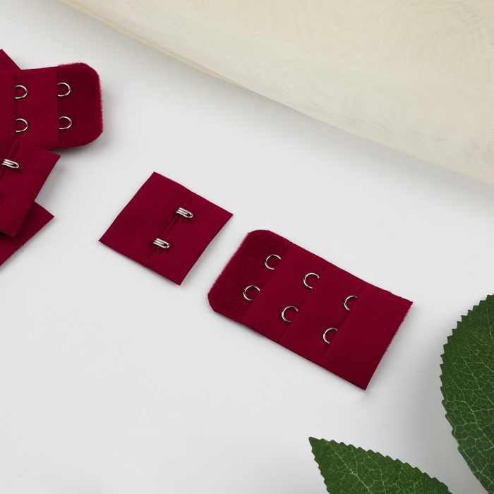 Застёжка для бюстгальтера, 3 ряда 2 крючка, 3 × 3 см, 3 × 5 см, 10 шт, цвет бордовый